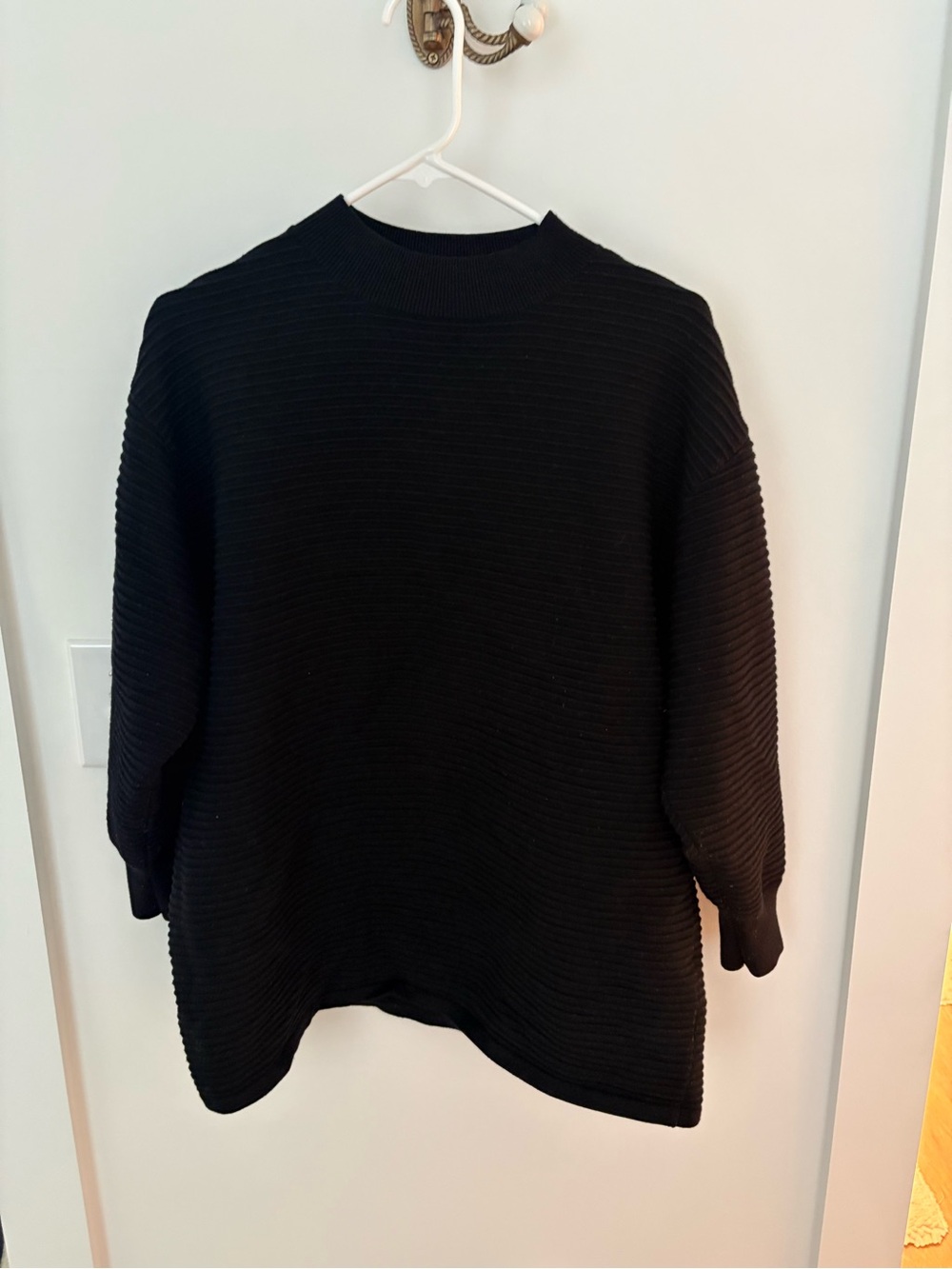 Mango Black Ribbed Mock Neck Sweater